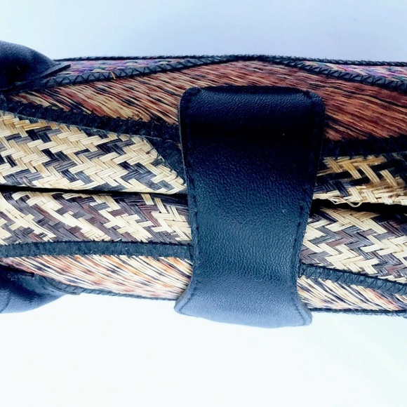 Vintage Woven Wicker Hardside Purse Boho Handbag - Picture 3 of 8